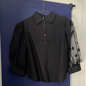 80s Vintage Sheer Sleeve Blouse